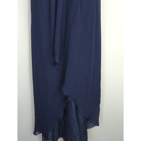 David's Bridal Women's Stretch Solid High Low Strapless Formal Gown Navy Size 8 - Picture 4 of 10